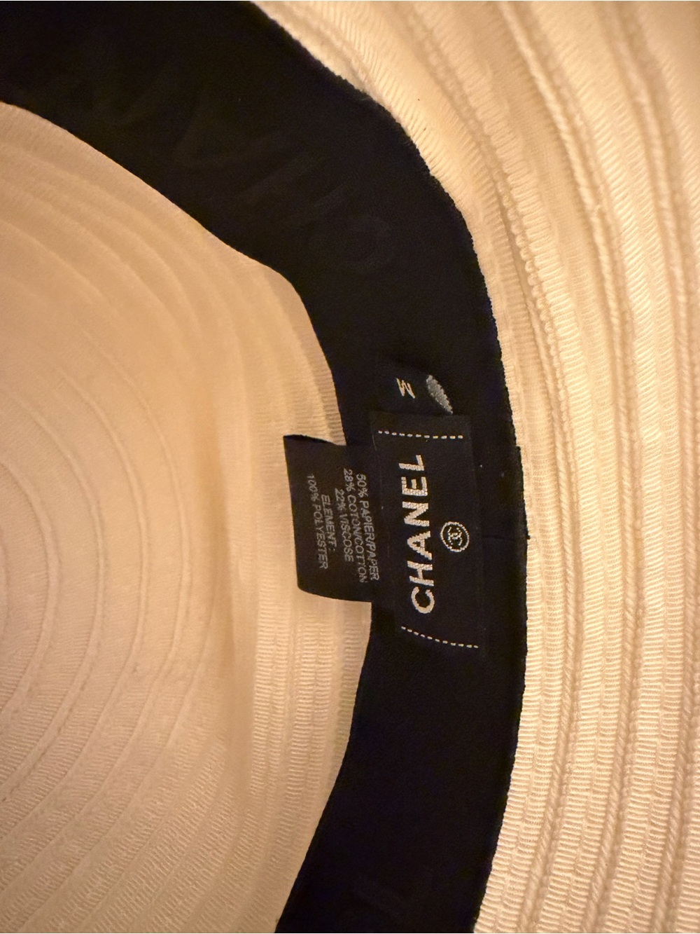 Chanel Cream Bucket Hat with Embroidered Logo - Picture 4 of 4